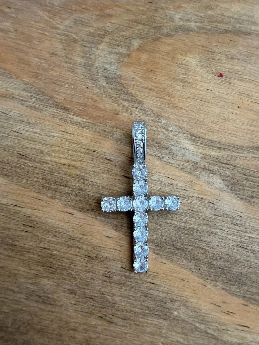Sparkling Cross Pendant Necklace in Silver with Clear Stones